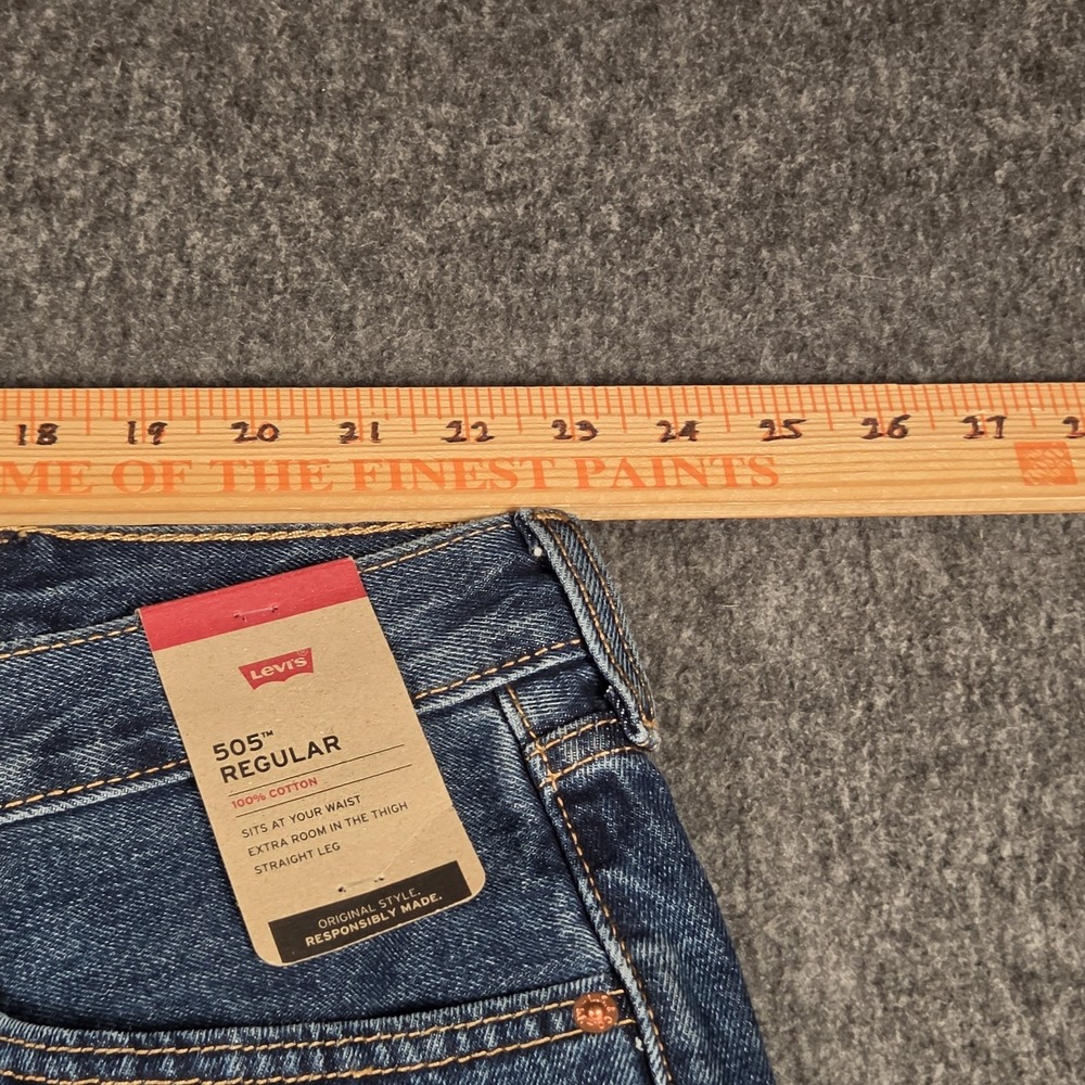 Levi’s 505 Jeans Mens 48x28 Big And Tall Blue Denim Straight Leg Medium Wash NWT - Picture 8 of 15